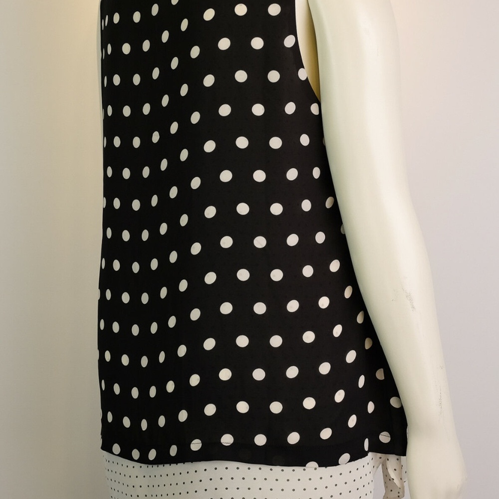 Polka Dot double layer sleeveless top V neck New - Picture 6 of 7